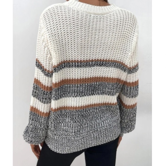 Cozy color block stripes knit sweater - Picture 3 of 5